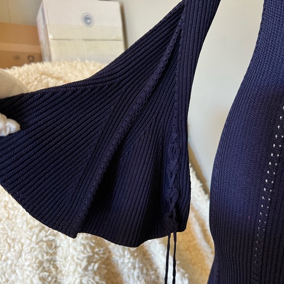 Gorgeous knit dress by Jonathan Simkhai! Navy blue.Fitted. Stretchy. - Picture 7 of 12